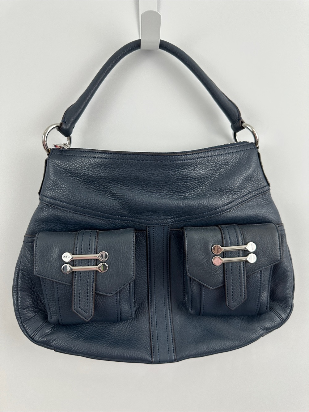 Lauren Ralph Lauren Bermondsey Navy Leather Hobo Shoulder Bag Pocket Purse